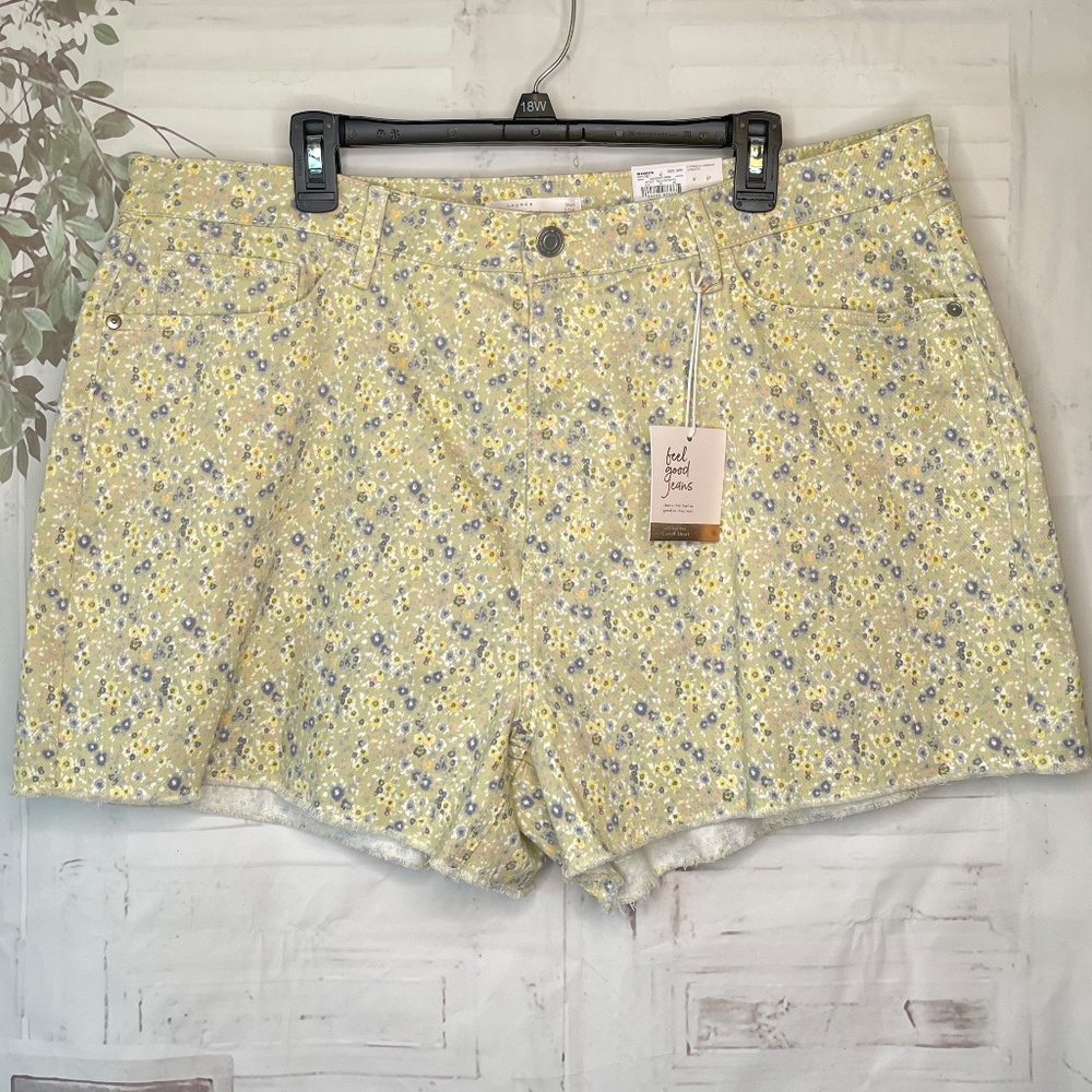 LC Lauren Conrad Green Super High Rise Cutoff Slim Hip Thighs Shorts Plus 20W
